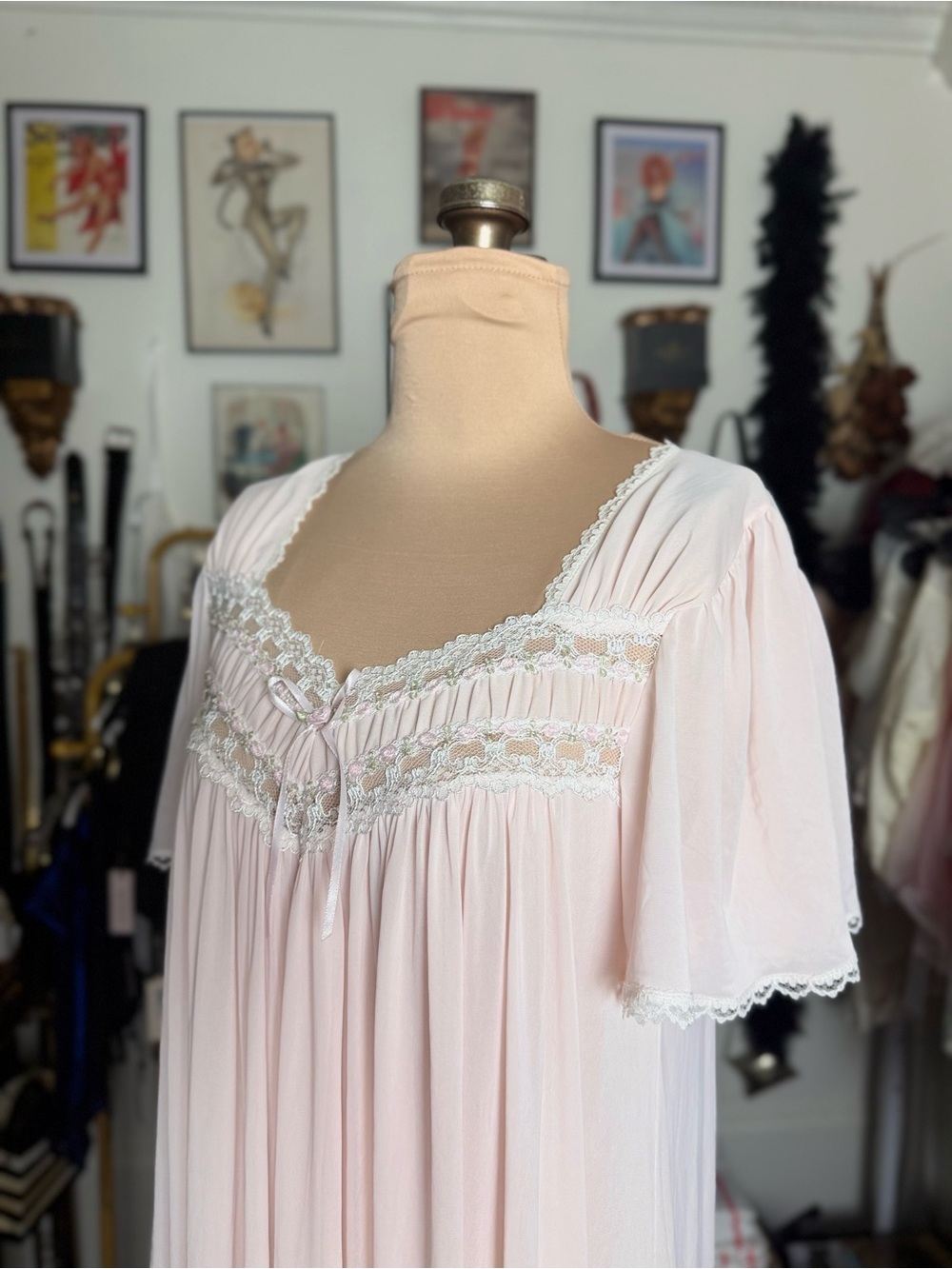Vintage Soft Pink Sheer Nightgown - Picture 5 of 7